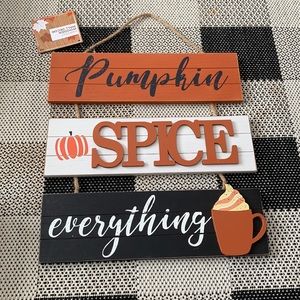 Pumpkin spice everything wooden wall decor NWT